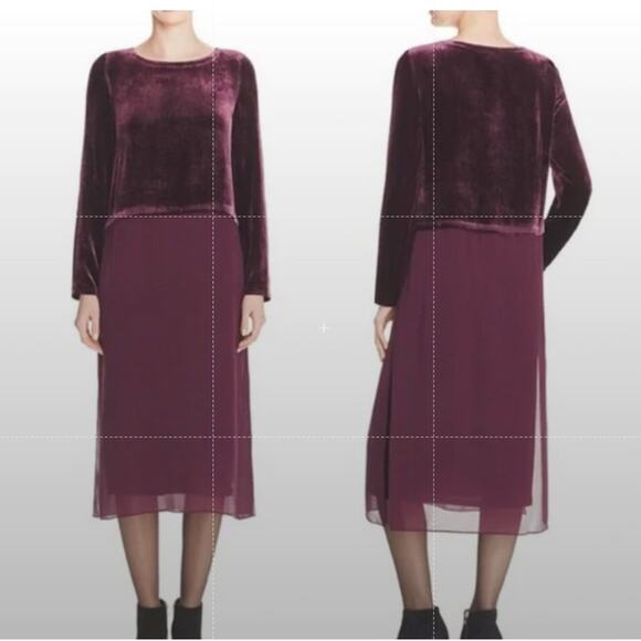 Eileen Fisher Ballet Neck Duster Shift Dress Size 1X Velvet Silk Raisonette - Picture 1 of 11